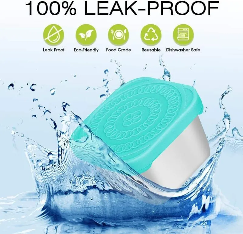 High-value Stainless Steel Lunch Boxes with Silicone Lids Lunch Food Storage Containers Stackable Box Food Snack