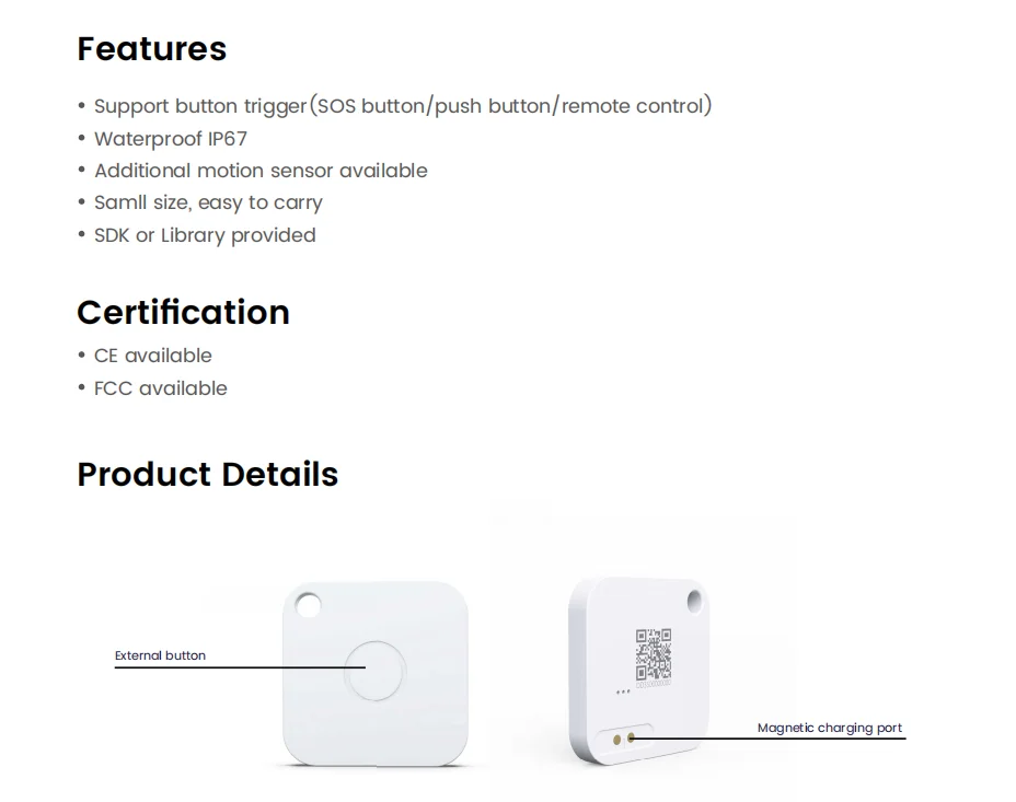 IoT Positioning Device  RTLS IBeacon Rechargeable BLE 5.0 Tag Bluetooth Beacon For Assets Tracking