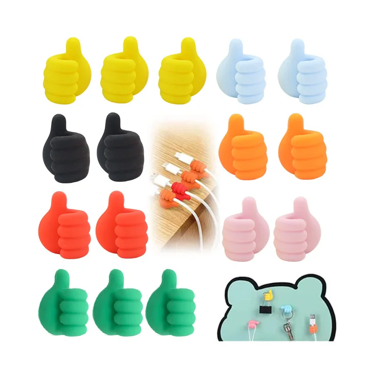 Creative Silicone Thumb Wall Hook, Multi-function Self-adhesive Thumb Cable Clip Key Hook Wall Hangers For Refrigerator Door
