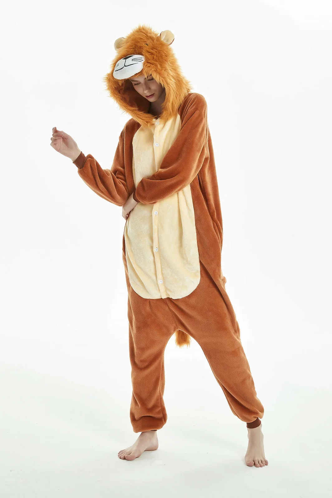 IN-STOCKED Retail Wholesale Animal Onesies  Christmas Pajamas Flannel Cartoon Costume Lion Adults Pajamas Manufacturers