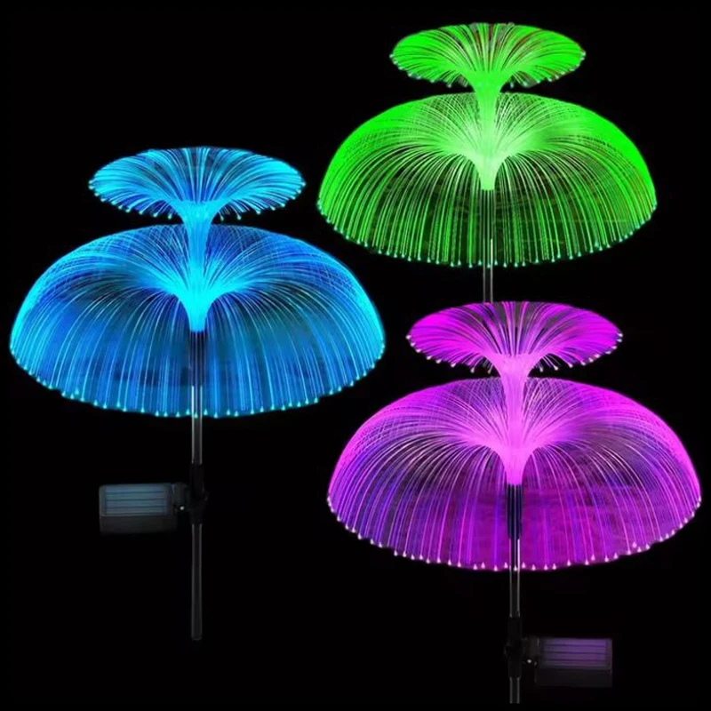 Solar Outdoor Garden Colourful Firework Lights Firework Starburst Led Fiber Optic Jellyfish Solar Lawn Lights