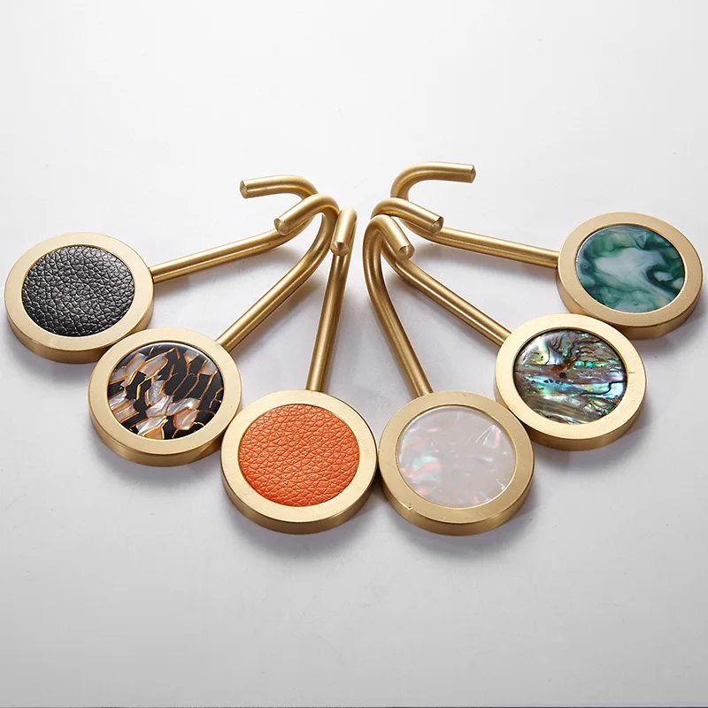 Wholesale Nordic punch-free shell brass clothes hook bathroom wall hook  robe hooks