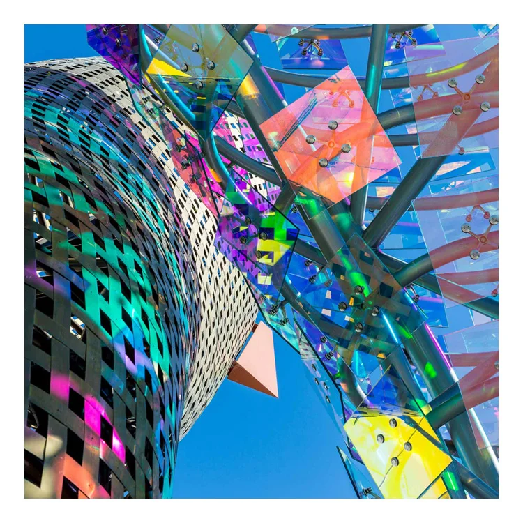 Decorative 6mm 8mm Dazzle Color Tempered Dichroic Glass