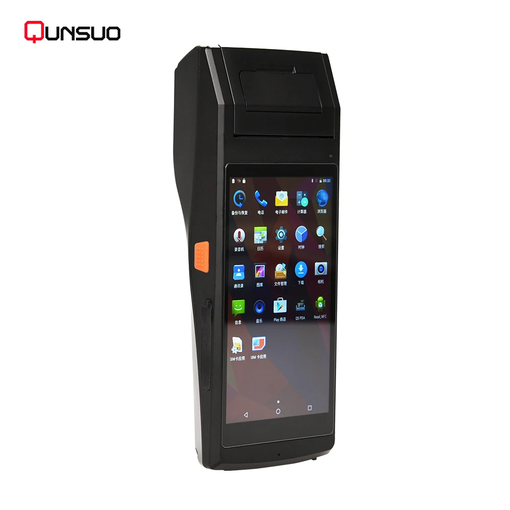 Mobile hotel check-in wifi android 4g pda scanner smart pos terminal fingerprint reader with built in thermal printer