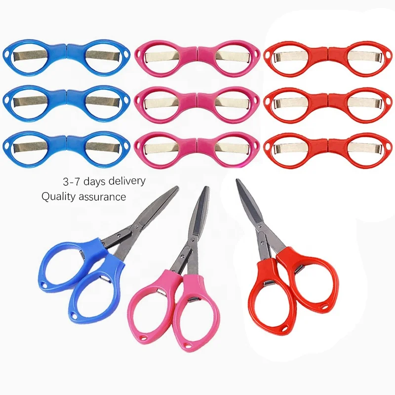 Wholesale telescopic cutter small sewing scissor folding plastic handle stainless steel fishing line scissors