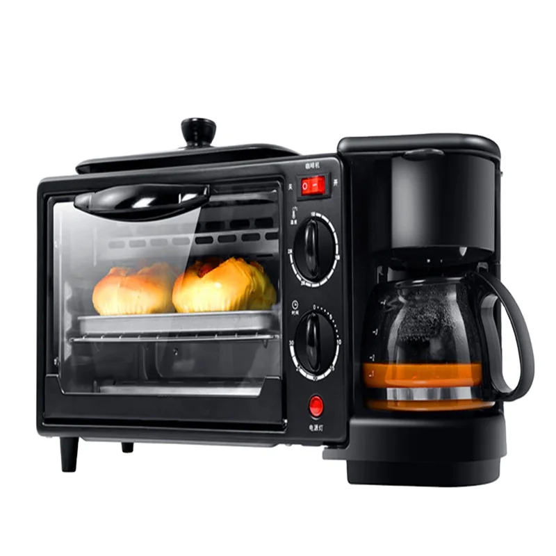 
Electric Oven 3 In 1 Breakfast Making Machine Multi function Drip Coffee Maker Household Bread Pizza Frying Pan Toaster 