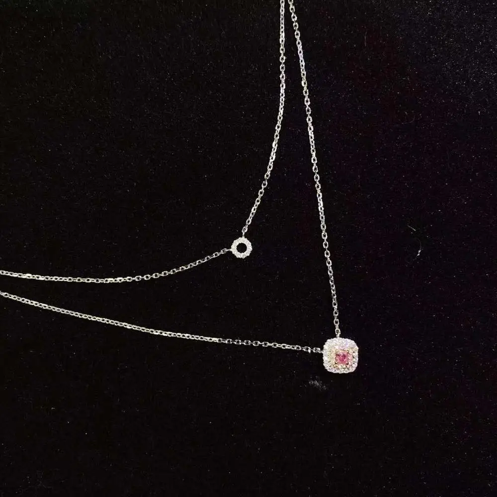 Personalized custom jewelry fashion natural pink diamond choker necklace18k gold multilayer necklace for wholesale