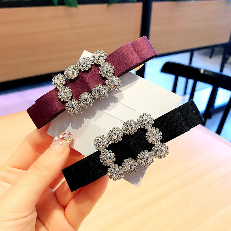 New Fashion Ponytail Spring Clip Temperament Diamond Handmade Bows Hairpin