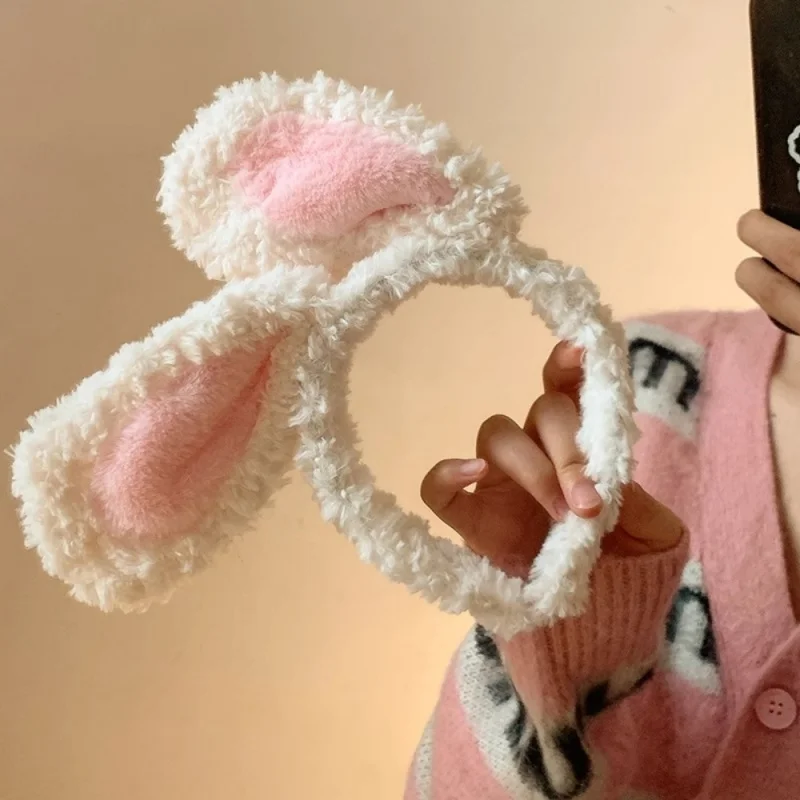 Bunny Ears Costume Plush Cute Cosplay Dress up Bunny Costume Faux Fur Rabbit Ear Headband for Kids and Adults