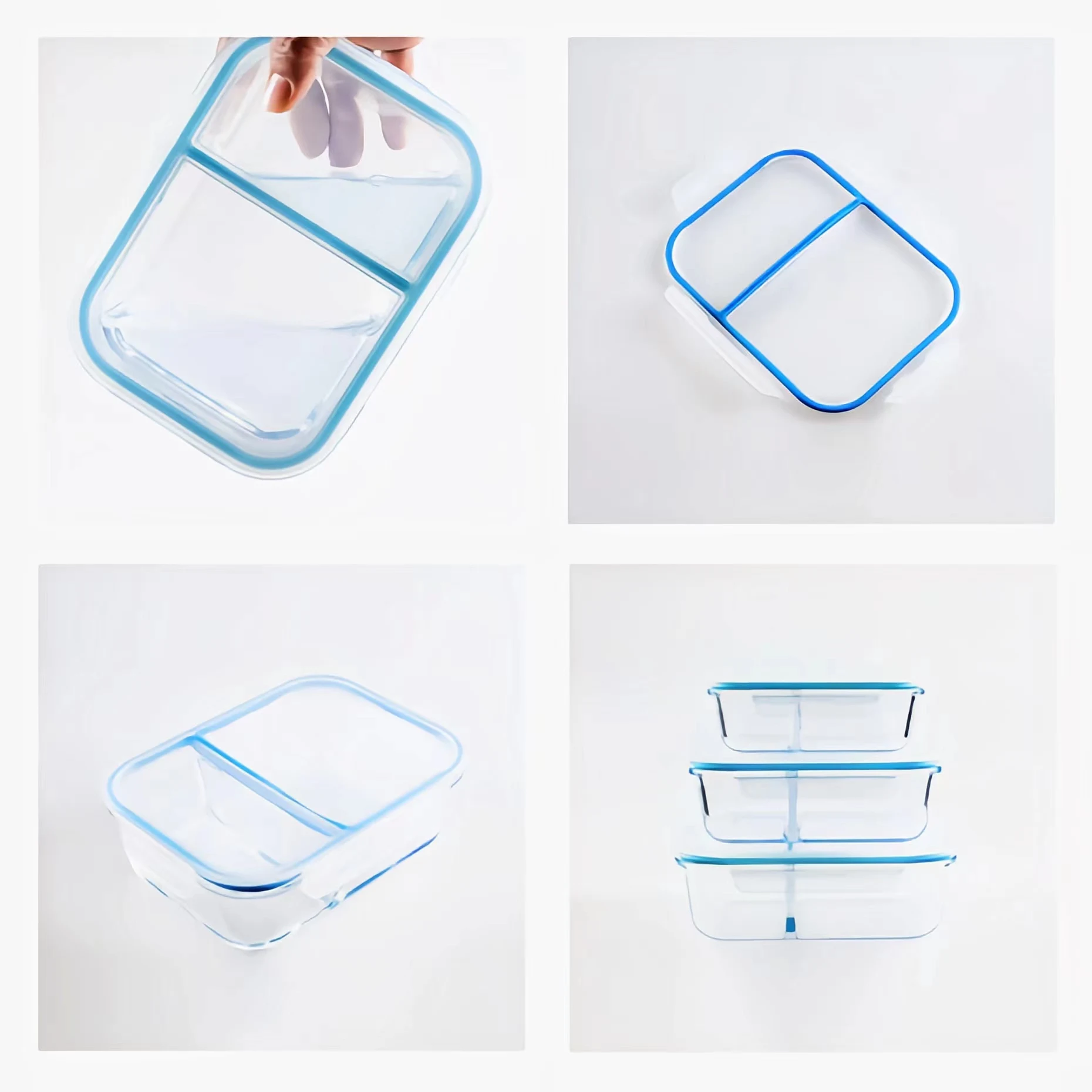 Leakproof Vacuum Seal Bulk Bento Lunch Box Rectangle Glass Food Storage Containers