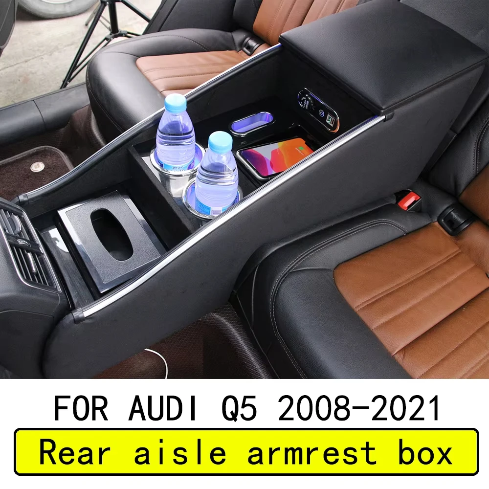 High-End Business Audi Q5 Armrest Box Luxury Leather Q3 Q5L Back Row Rear Integrated Armrest Box With Wireless Charger