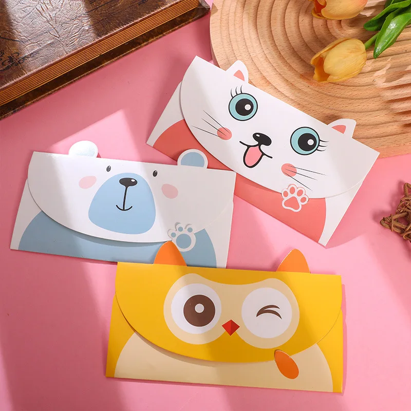 Милый мультяшный креативный тип конверта поздравительная открытка для школьного праздника детская свежая с животными сложенная сообщением
