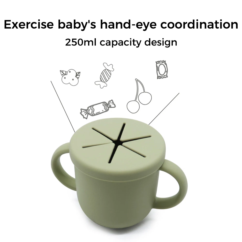 Toddler Snack Catcher Food Grade Collapsible Cup With Straw No Spill Food Baby Cups Foldable Silicone Snack sippy Cup