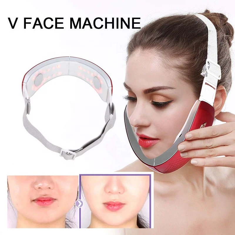 USB Charging V-Line Facial Lifting Device V Shape Face Beauty Skin Care Slimming Lifting Belt Red Blue Light