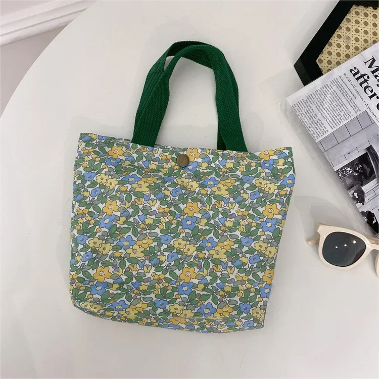 Women Floral Handbag Bag Small Cotton Canvas Lunch Bag Casual Storage Tote Female Eco Vintage Portable Shopping Bags