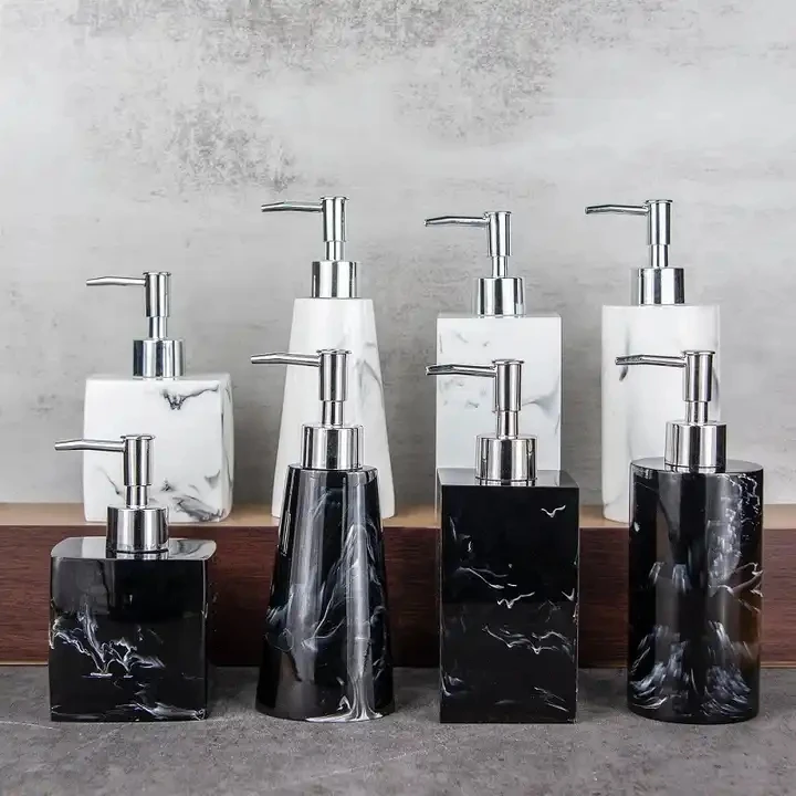 Hot Sale Modern Marble White Resin Lotion Bottle Kitchen Bathroom Accessories Soap Shampoo Dispenser