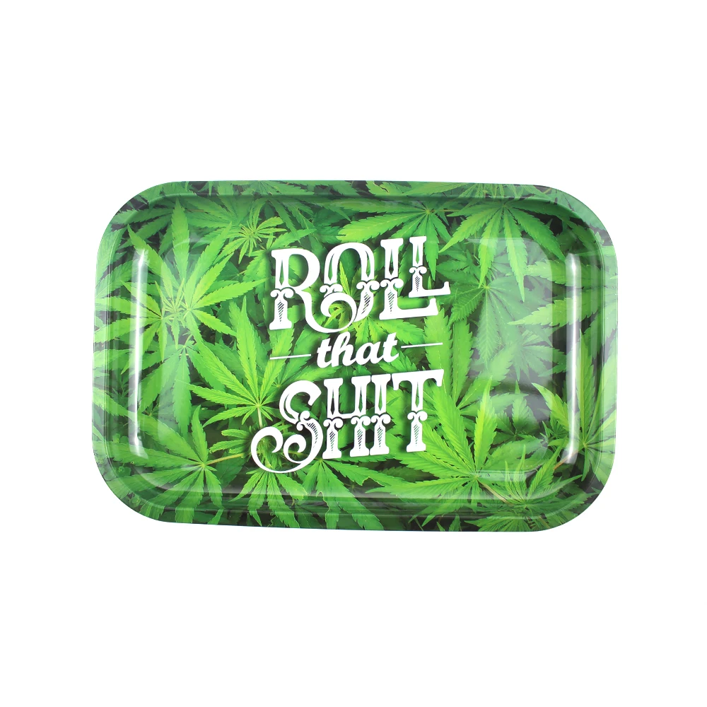 Custom Logo Printed Weed Herb Tin Roll Tobacco Metal Rolling Tray with Magnetic Lid
