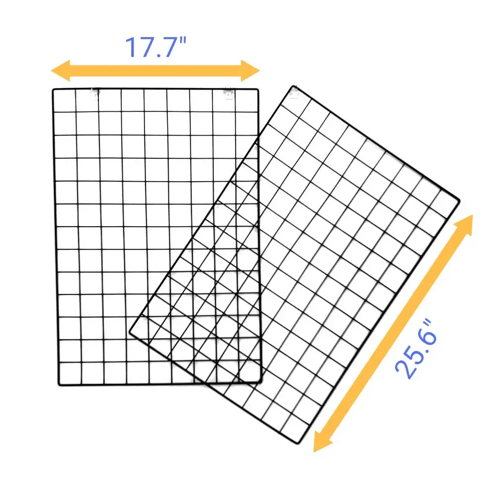 Set of 2 Grid Photo Wall Rectangle Iron Rack Clip Photograph Wall Hanging Picture Wire Wall Grid For Home Decoration