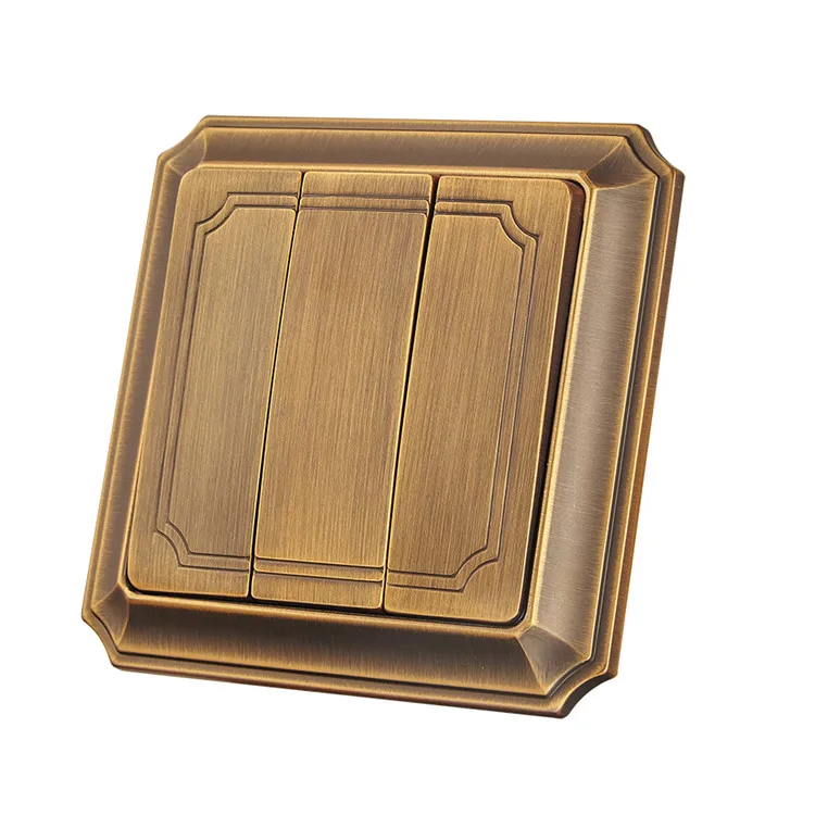 Бронзовый 3 банды 1 способ Электрический переключатель розетка настенный светильник переключатель