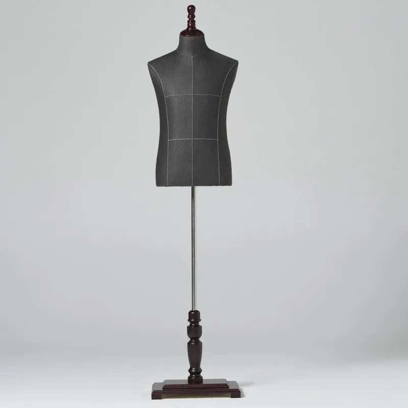 Hot fashion half body size male bust dress form mannequins with wheels stand, wholesale fabric wrapped mannequin factory