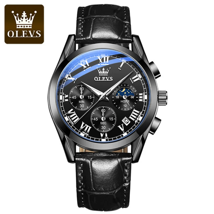  OLEVS watch 2871 Fashion Business Waterproof Quartz Top Brand Luxury Leather Strap Sport Clock Male wrist