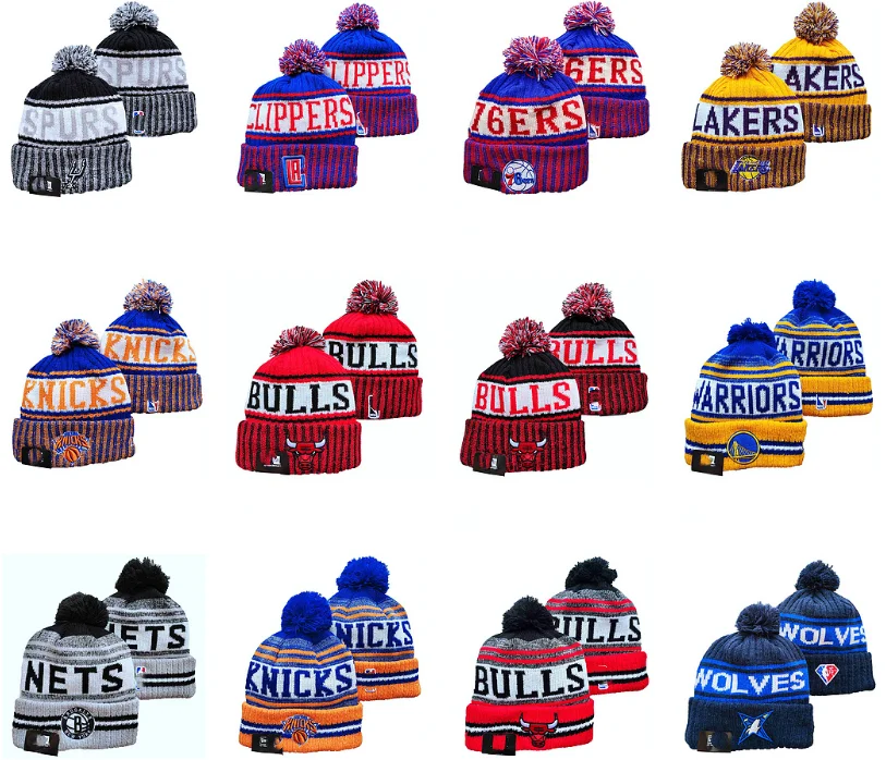 wholesale custom embroidery patch NBA-basketball team beanies hats for unisex