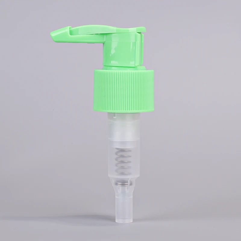 green color lotion pump 24/410 with clip for soap dispenser pump with aluminium ribbed sprayer pump