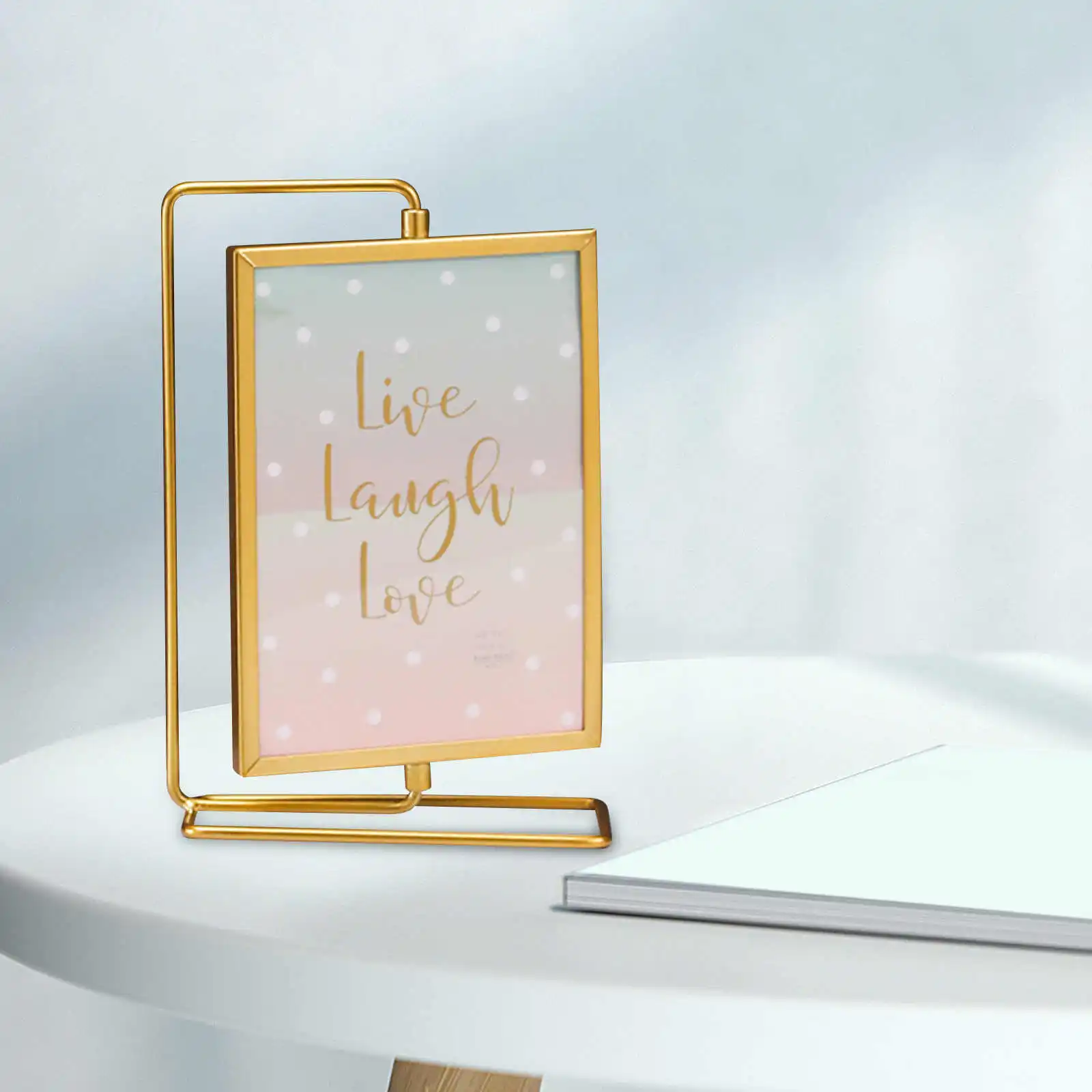 Picture Frame Decor Memorial Frame Cards Display Holder Rotating Photo Frame for Desktop Housewarming Lover Bedroom Family Home