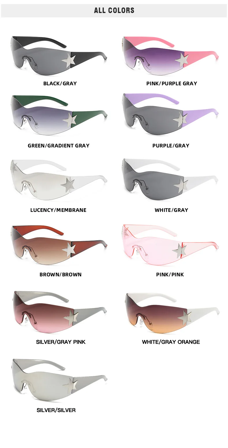 Imanba 3531 Popular Y2K one-pieces Gradient lens man fashion big frame ins women personality black silver Sunglasses UV400