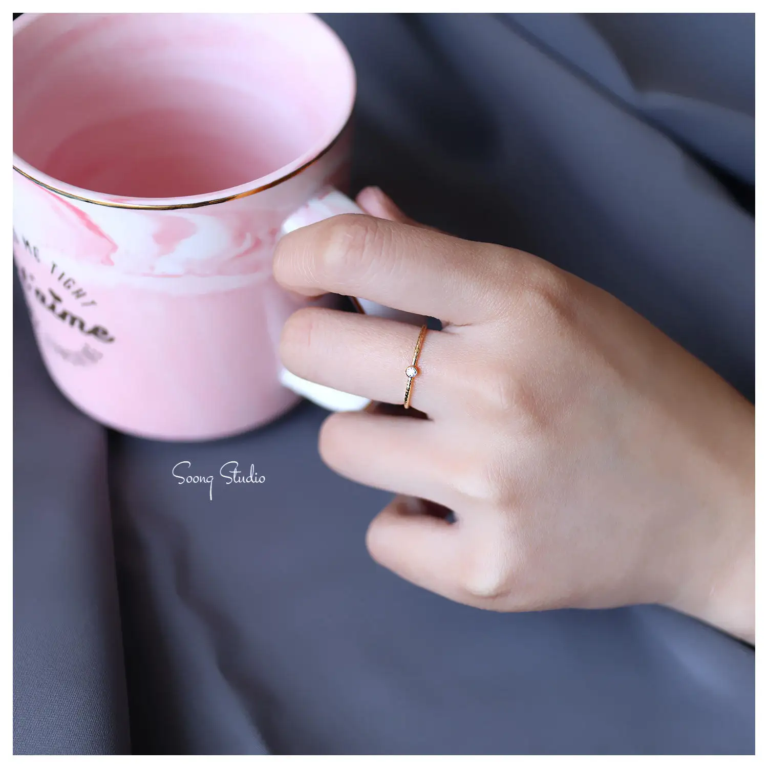 GP Wholesale Fashion 14k Gold Filled 2mm Jewelry Zircon Stacking Ring for Women Gift Party