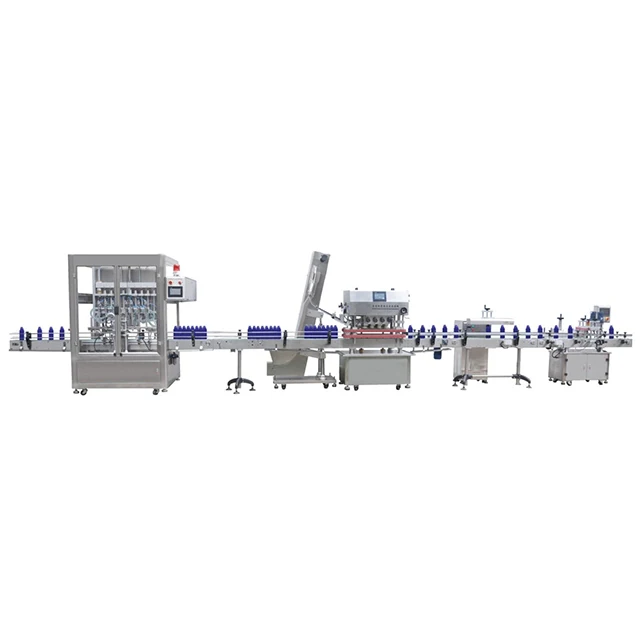 T Automatic 8 Heads Piston Filling Spindle Capping Foil Sealing and Labeling Line