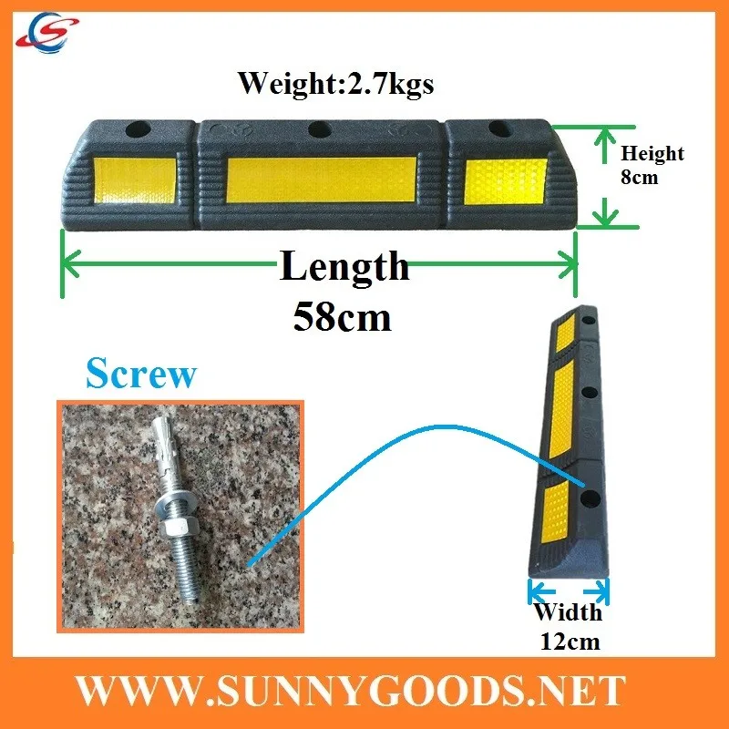 length 500mm rubber car parking wheel stopper bate rodas de borracha rubber wheel chock