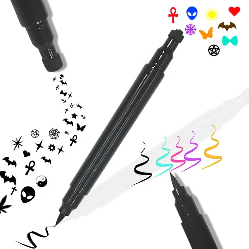 Double Head Wing Shape Liquid Eyeliner Stamp Private Label Color Eyeliner  2 in 1  Stamp Eraser Eyeliner Pencil