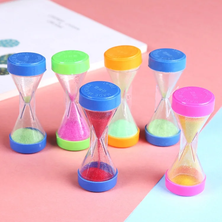 Classic Toy Mini hourglass ornament Student kids plastic timer cartoon small gifts wholesale