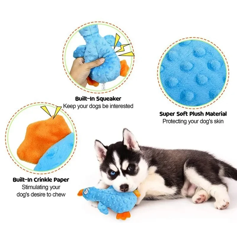 New Pets Plush Squeaky Dog Toys Funny Duck Chew Cleaning Teeth Toy Puppy Training Interactive Supplies