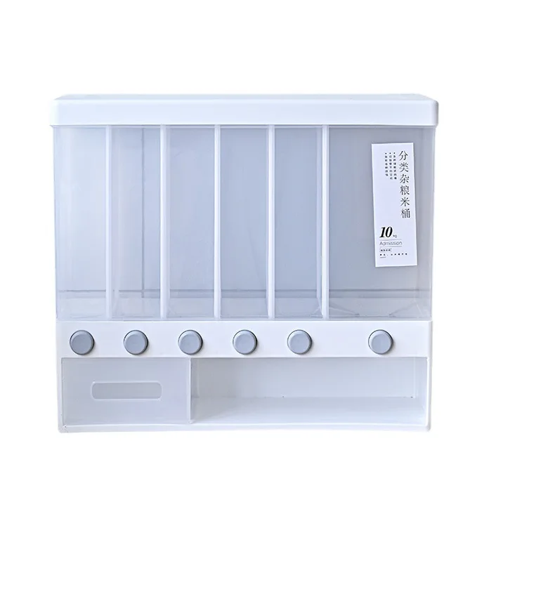 6 Grids Beans Cereal Storage with Sealed lid for Peanut Barley Millet large grain cereal Container Food Dispenser Kitchen pantry