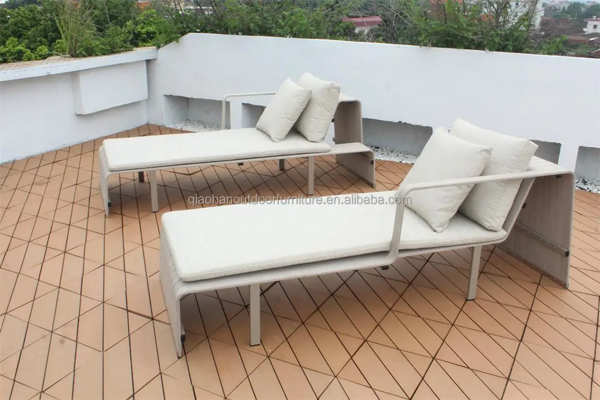 Garden day bed aluminium frame outdoor garden furniture patio rope wrapped swimming pool sun lounger