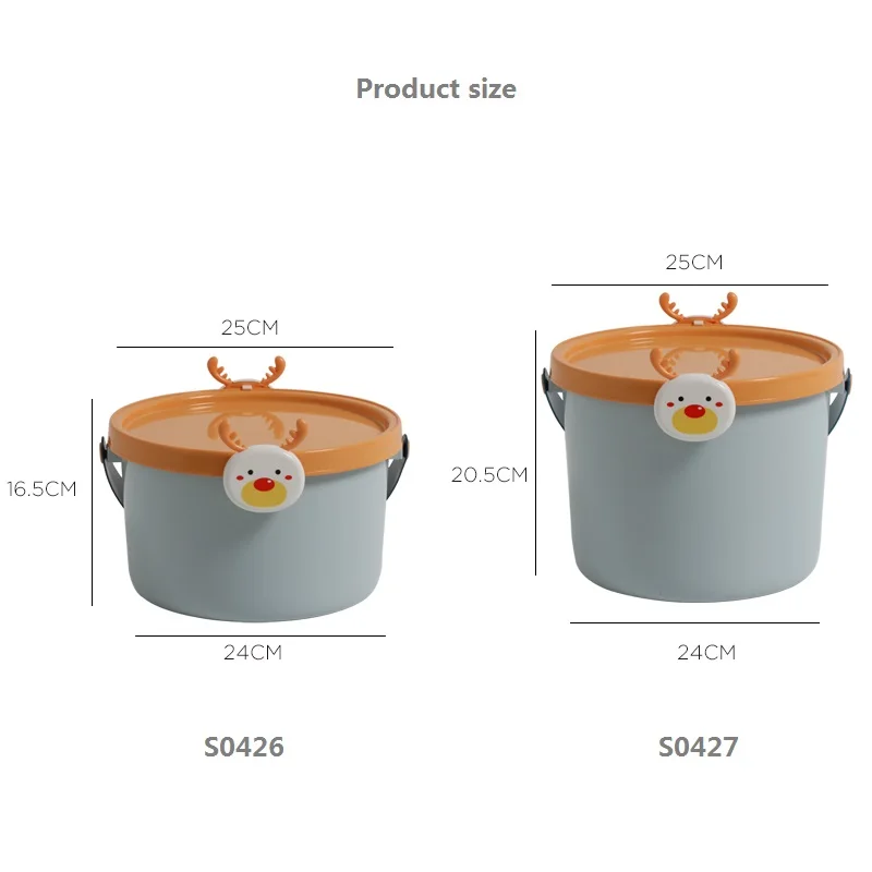 Cartoon design interior toy bucket for children, portable plastic storage bucket Lego storage box for children with lid