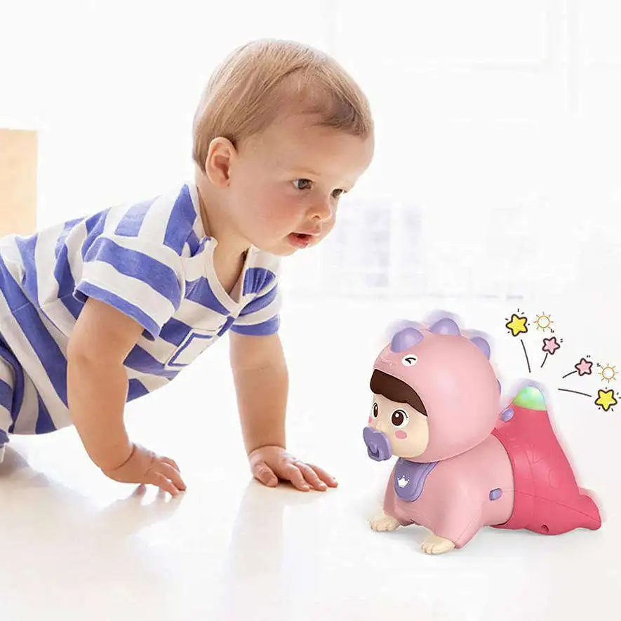 Cute Electric Dinosaur Baby Crawling Doll B/O Educational Enlightenment Toy Touch Mini Music Sense Doll Baby Toy