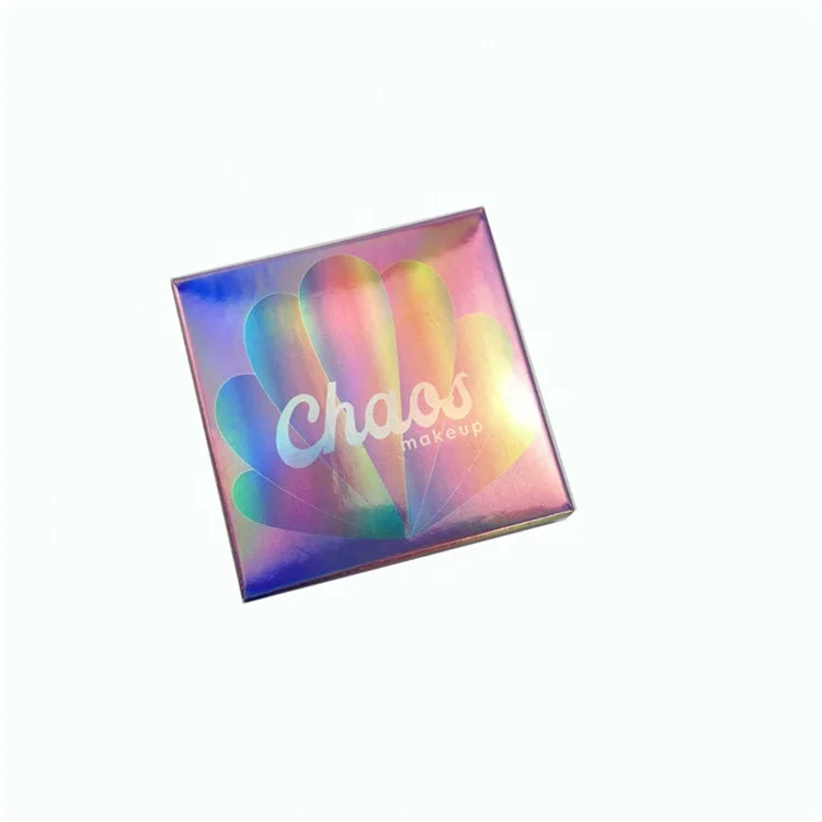 Logo Printing Shiny Makeup Hologram Packaging Boxes Eye Shadow Folded Paper Box Cardboard for Moisture Cream Cosmetic Jar Pack