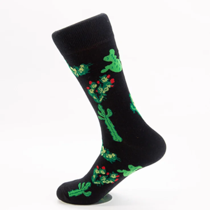 Cotton Cactus Pattern Personality Fashion Knitting Machine Socks Wholesale