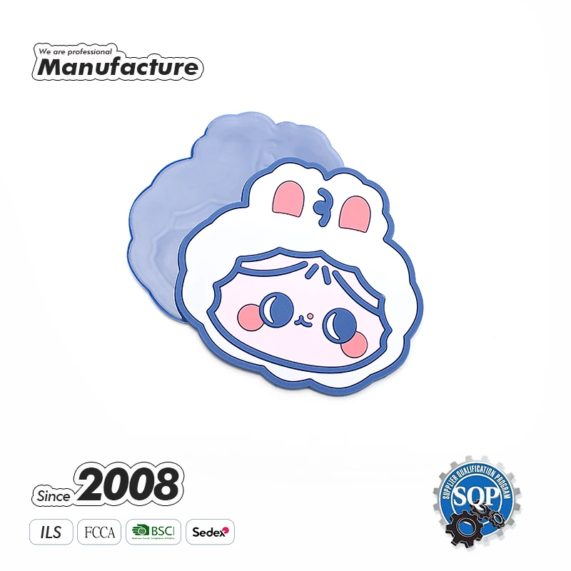 Wholesale cheap custom anti slip cartoon design cup pvc coaster silicone drink coasters set beer rubber coaster