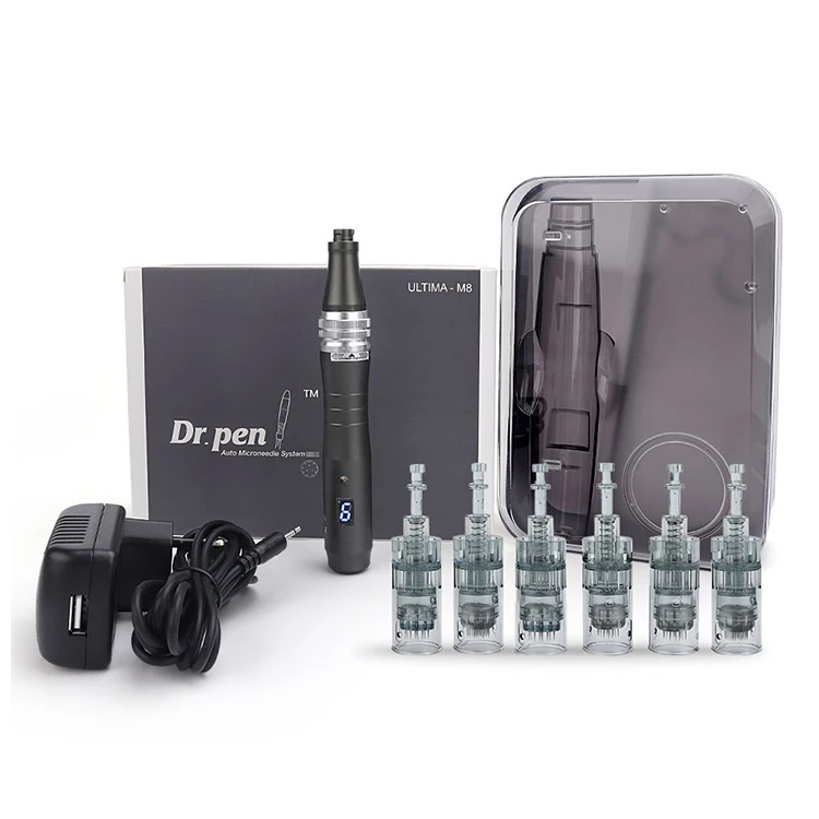 Digital 6 levels Derma Pen Professional wireless dr pen M8 DR 11 / 16 / 24 / 36 / 42 pins round nano needles electric dermapen
