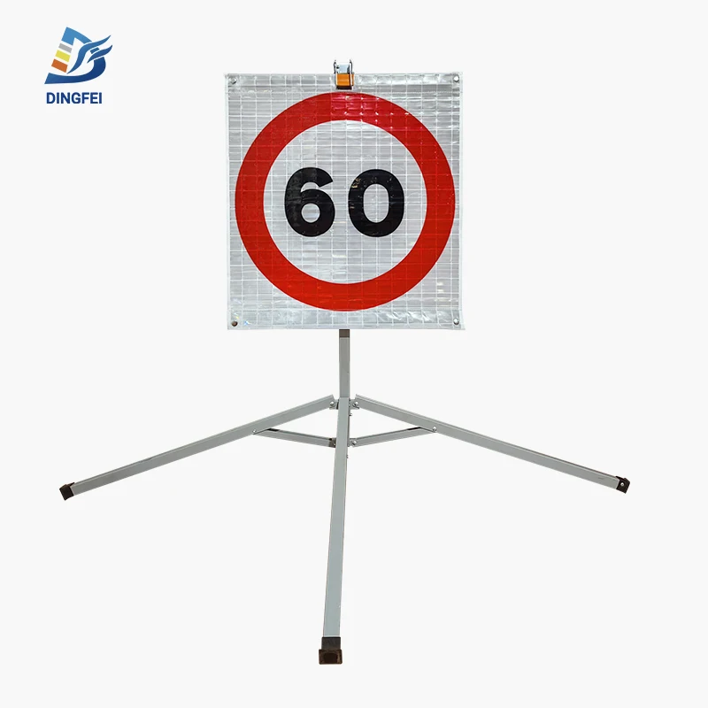 60 MPH Speed Limit Spanish Standard Traffic Symbols Foldable Reflective Vinyl Roll Up Sign Stand