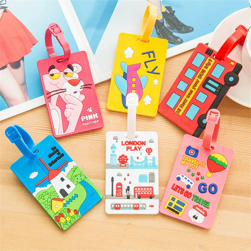 New creative PVC cartoon luggage tag suitcase identification tag soft silicone boarding pass cute gift PVC card luggage tag