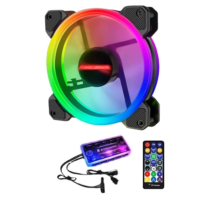 
 RGB-Вентилятор 120 мм с контроллером вентилятора охлаждения корпуса компьютера  