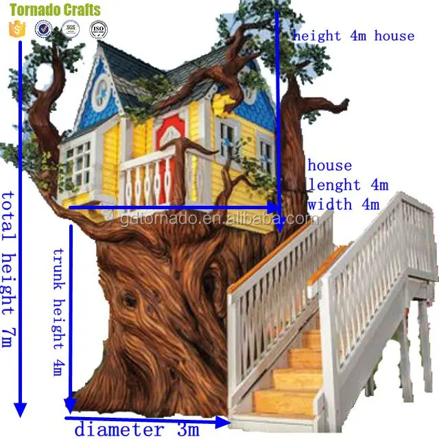 China manufacturer Custom Indoor Fiberglass Trunk Big Artificial tree house outdoor