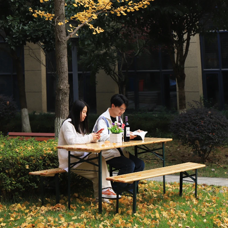 hot sale 220cm outdoor picnic garden foldable wooden beer table set with 2 benches for wholesale