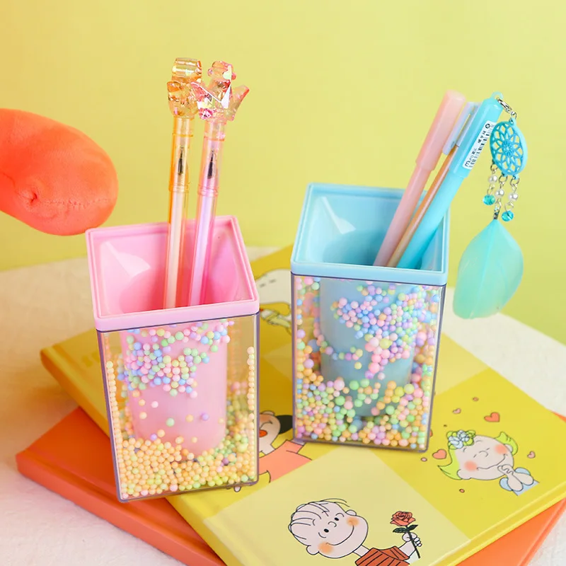 Best selling creative desktop storage brush pot pen holder romantic tubular rack