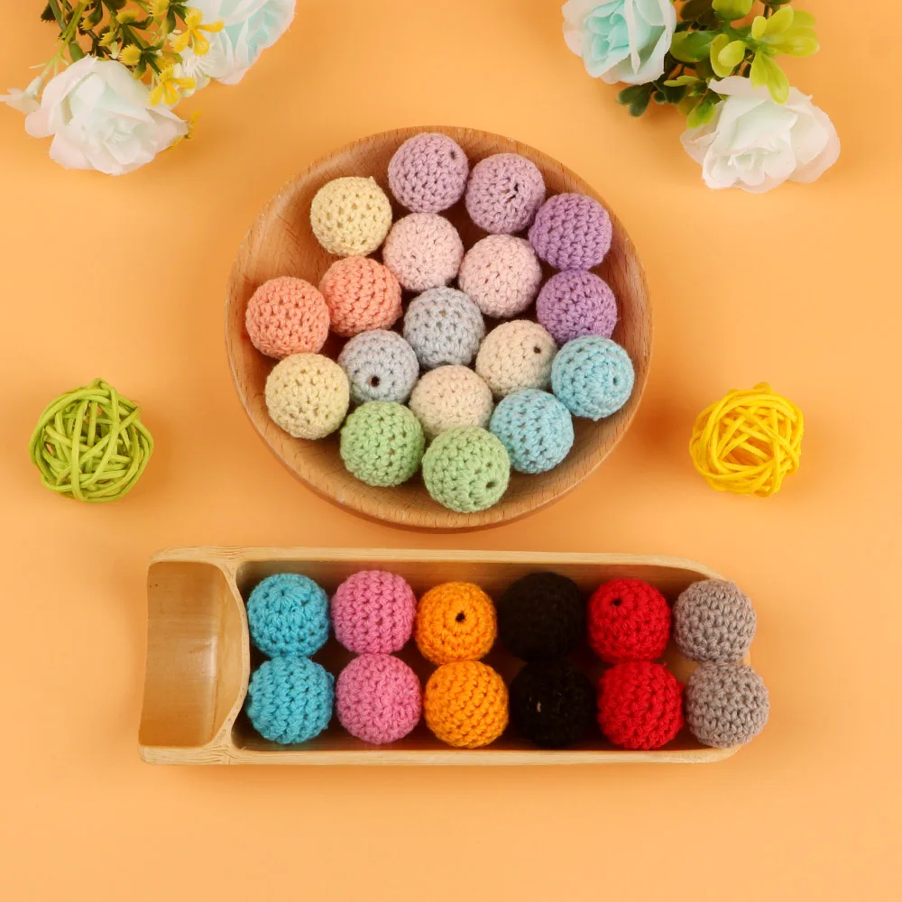 Wholesale 20mm Beech Wooden Crochet Beads